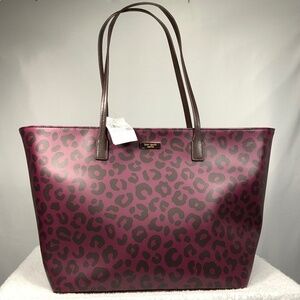 NWT ♠️ Kate Spade Margareta Shore Street Graphic Leopard Tote